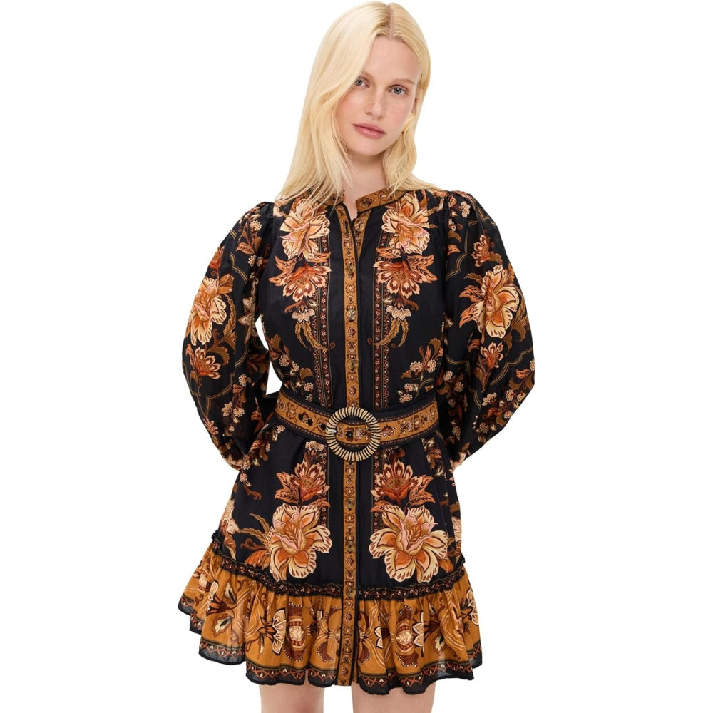 Farm Rio Majestic Garden Mini Dress - Majestic Garden Black