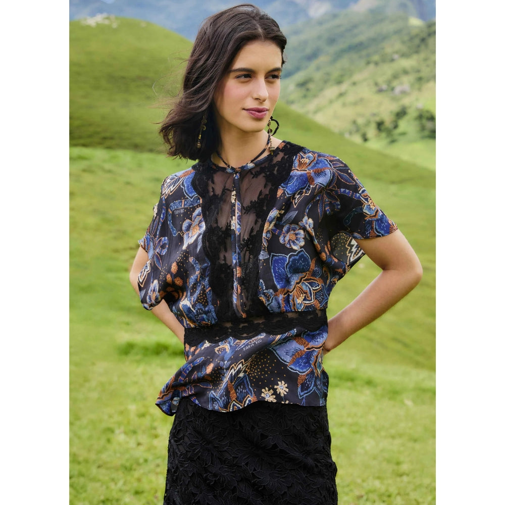 Farm Rio Snakes Bouquet Blouse - Black