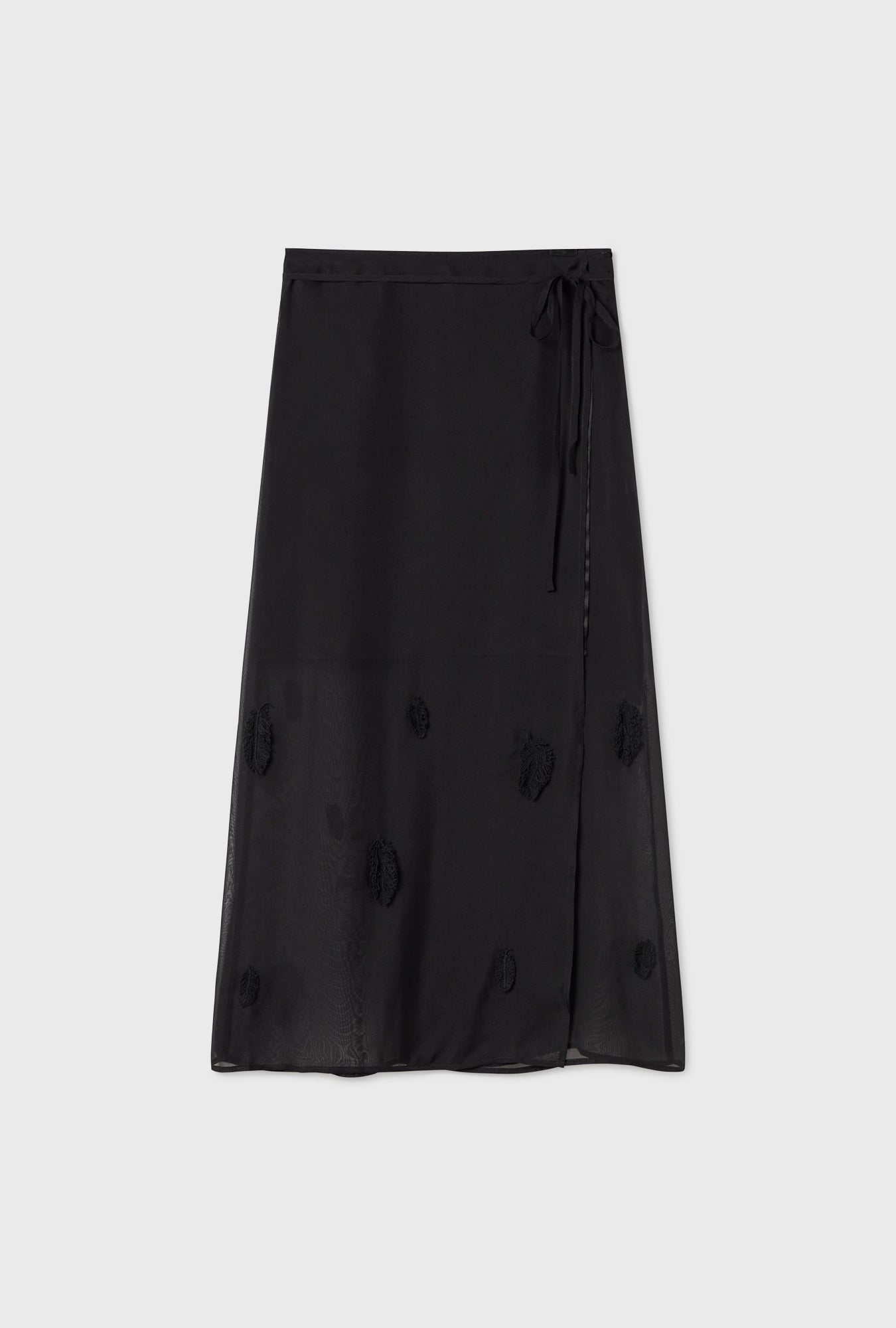Silk Laundry Feather Wrap Skirt - Black