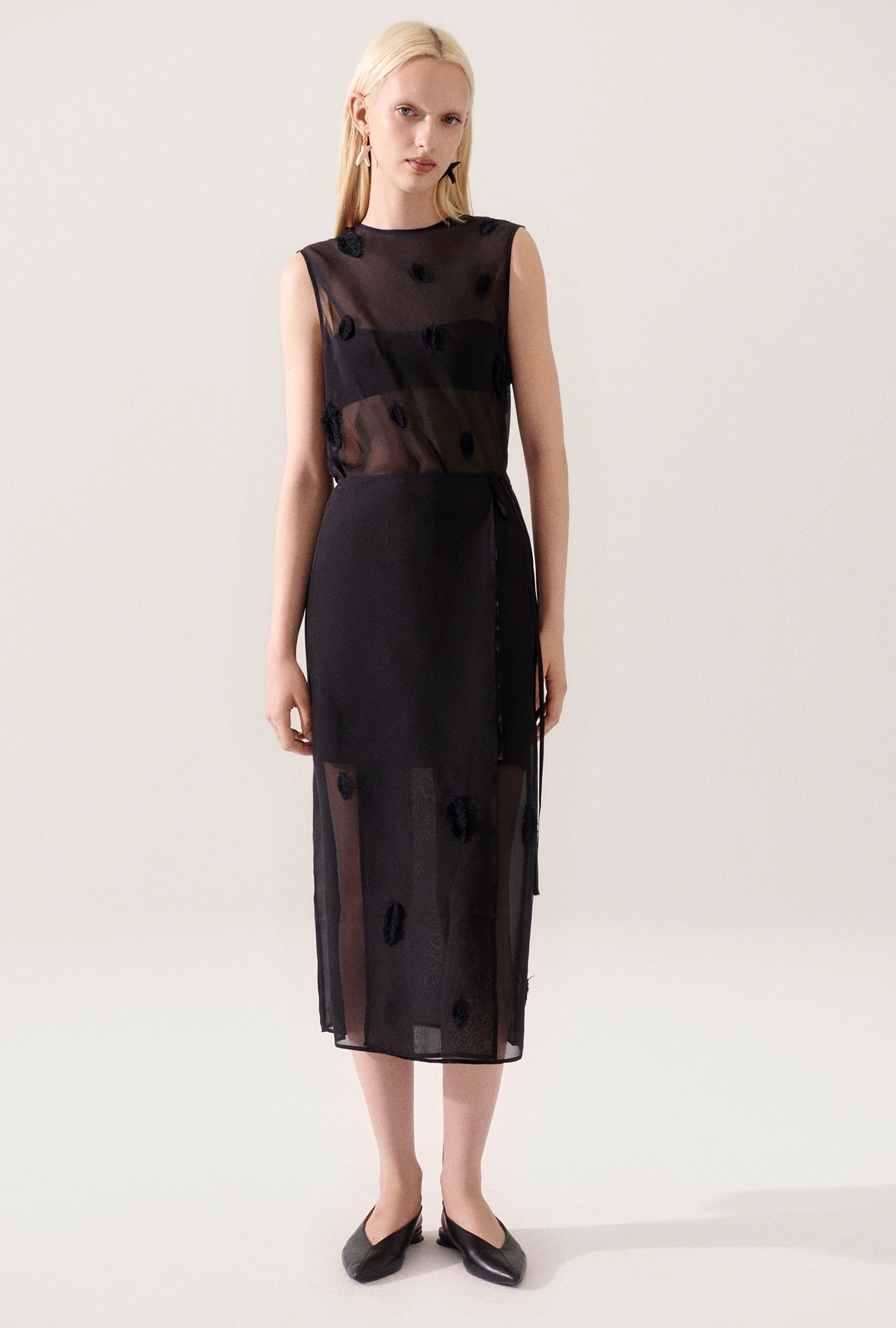 Silk Laundry Feather Wrap Skirt - Black