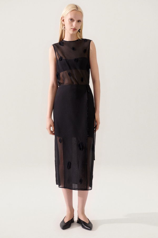 Silk Laundry Feather Wrap Skirt - Black