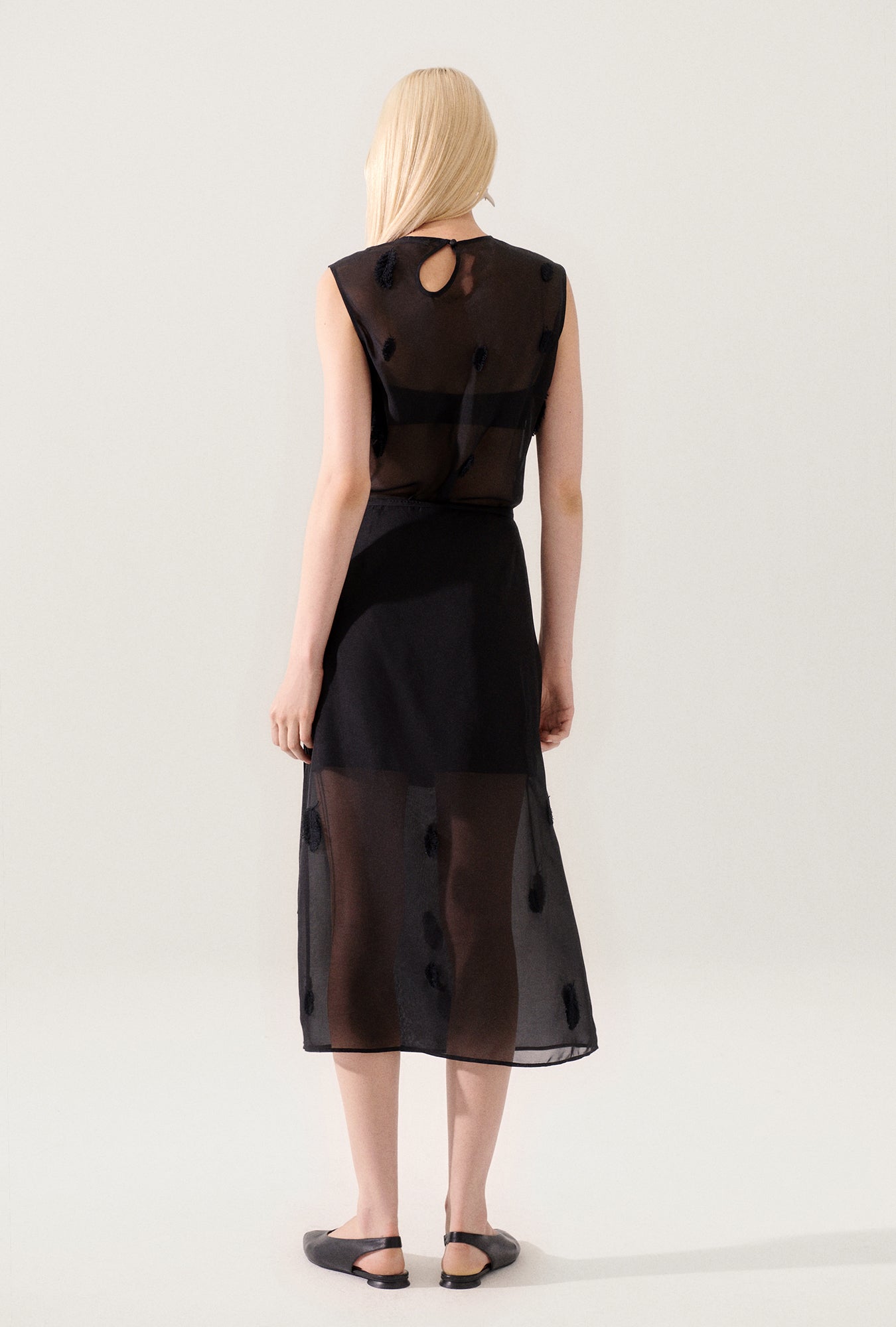 Silk Laundry Feather Wrap Skirt - Black