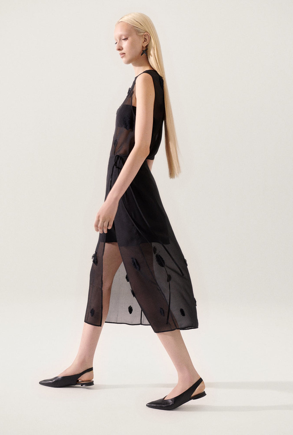 Silk Laundry Feather Wrap Skirt - Black