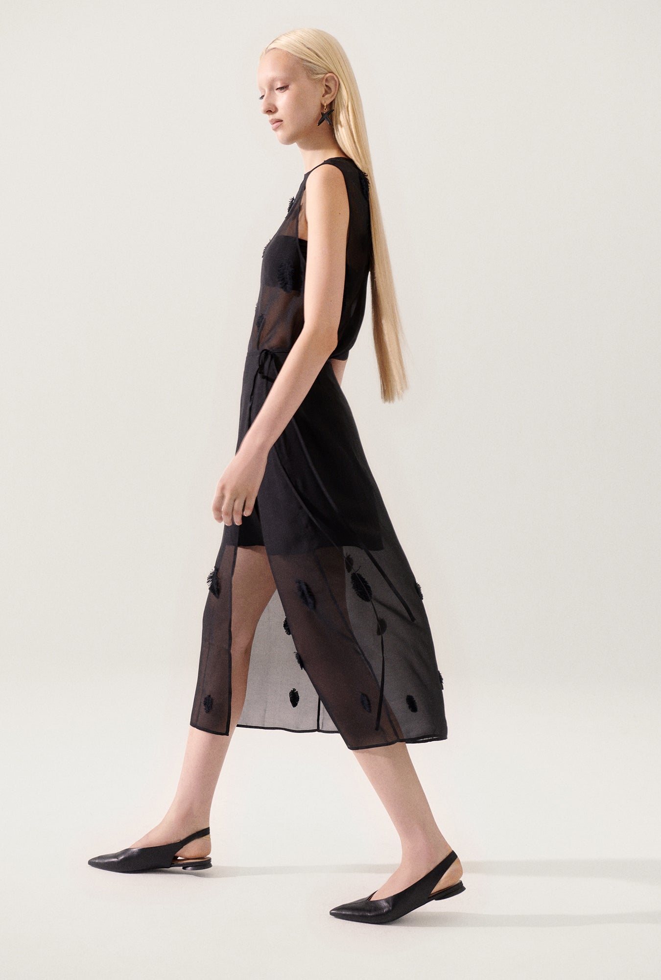 Silk Laundry Feather Wrap Skirt - Black