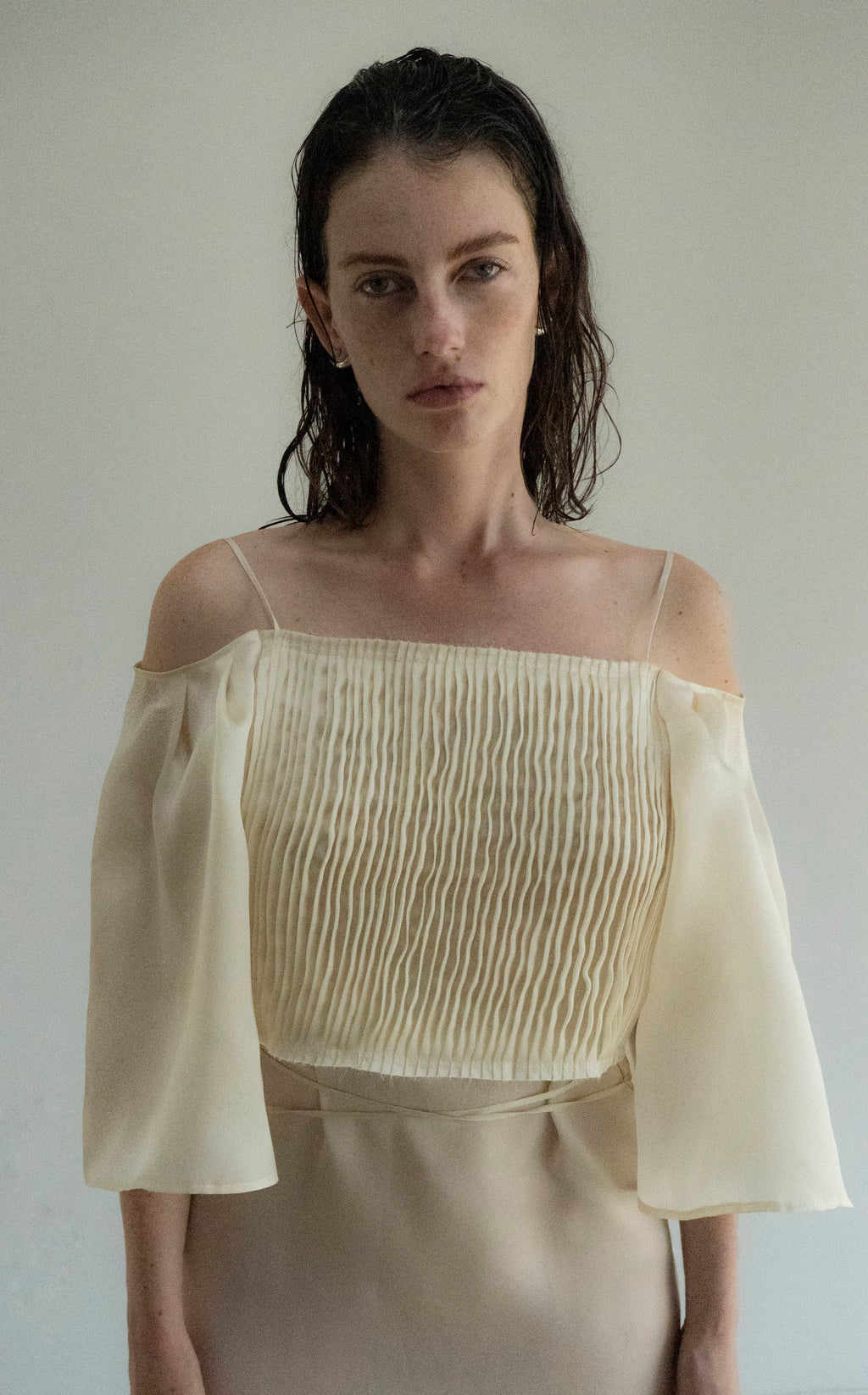 K M by L A N G E FESTIVALNYI NUDE ORGANZA DRESS - CREAM