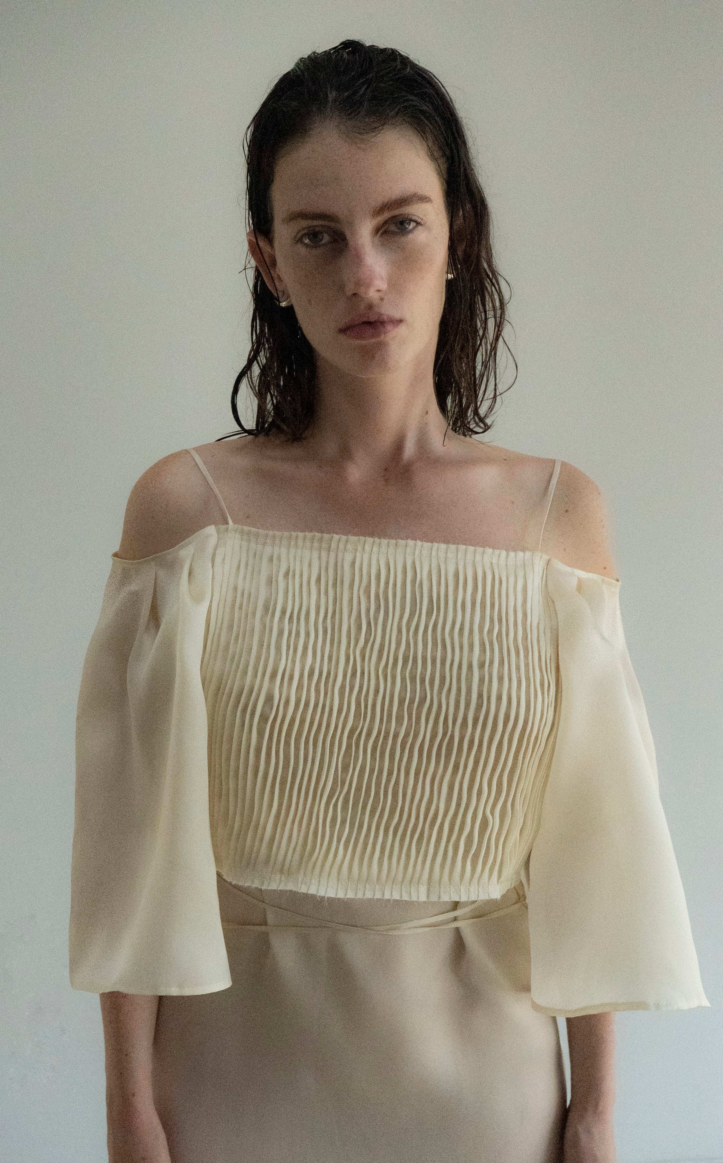 K M by L A N G E FESTIVALNYI NUDE ORGANZA DRESS - CREAM