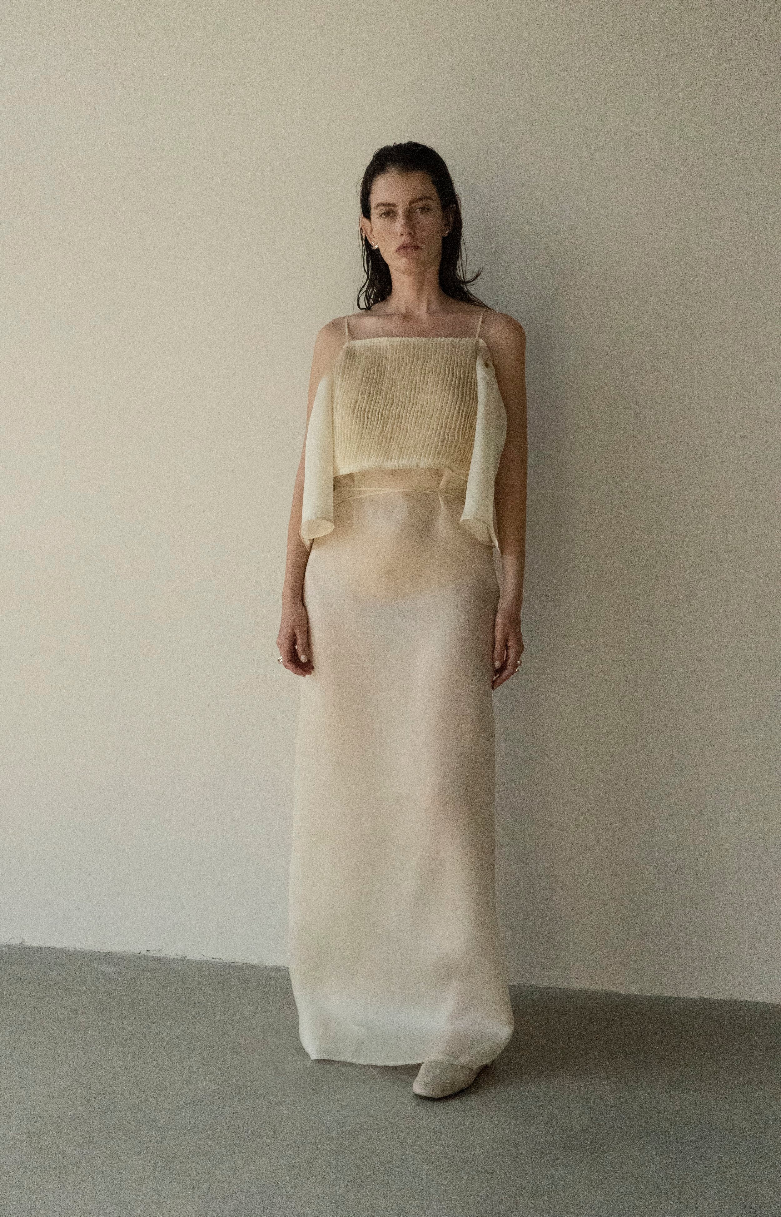K M by L A N G E FESTIVALNYI NUDE ORGANZA DRESS - CREAM