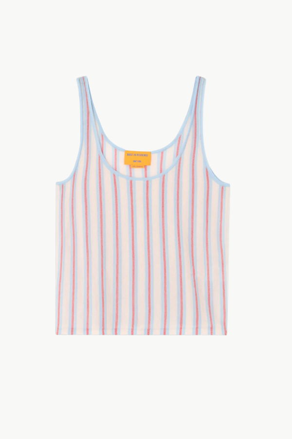 Guest in Residence Fine Stripe Tank - Clear Sky Combo
