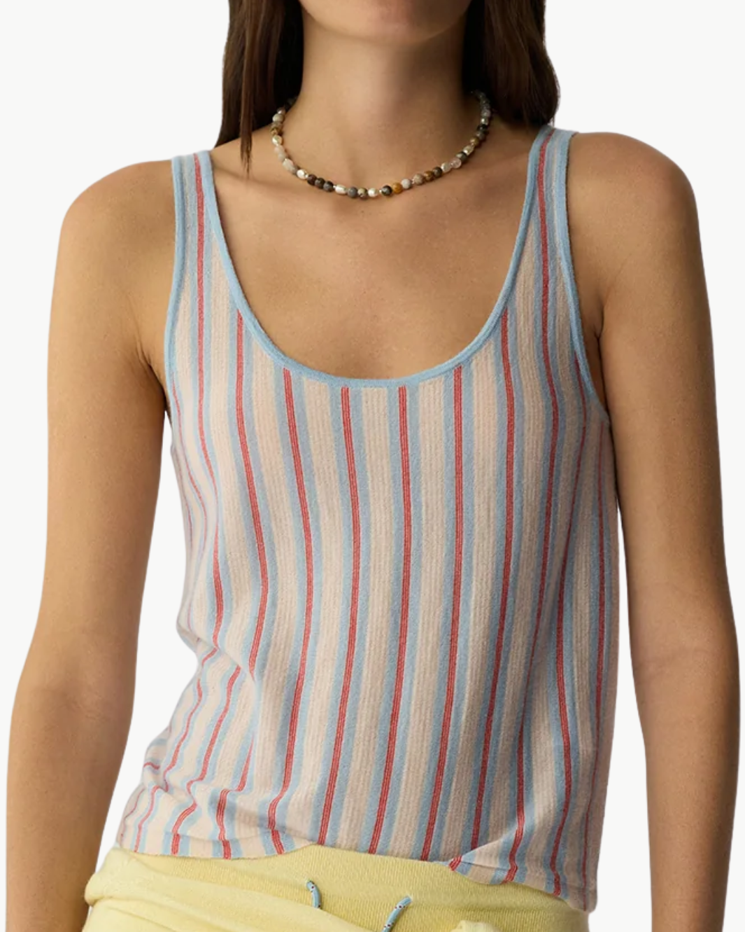 Guest in Residence Fine Stripe Tank - Clear Sky Combo