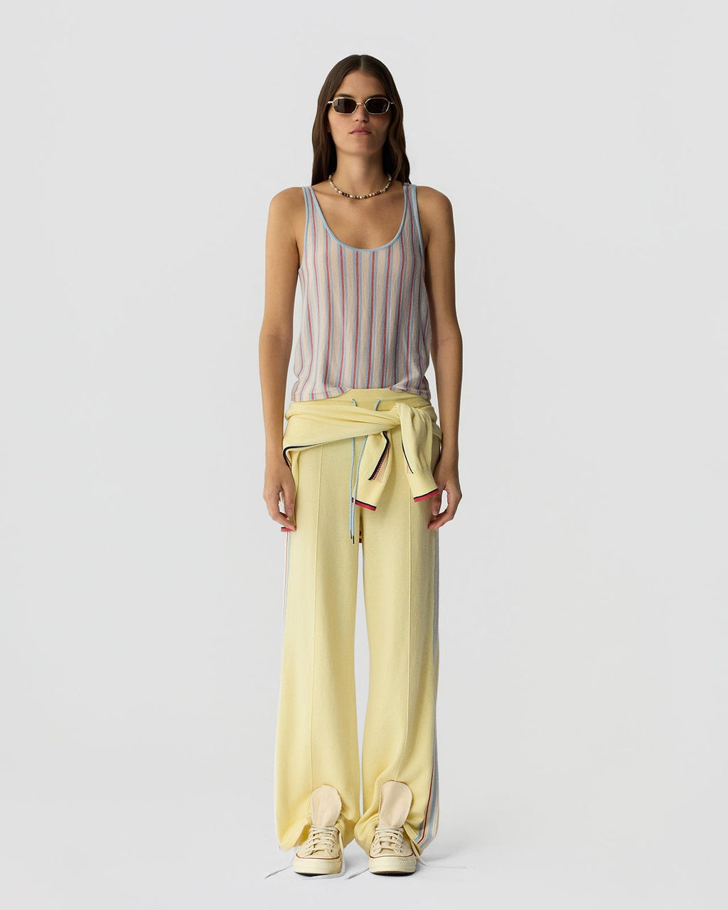 Guest in Residence Fine Stripe Tank - Clear Sky Combo