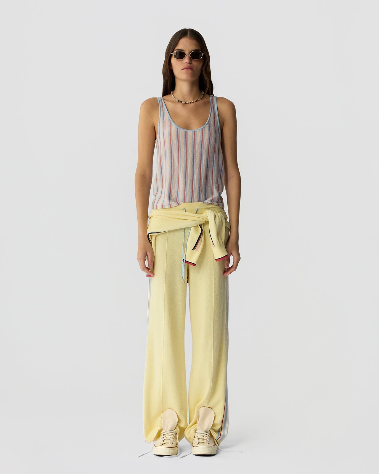 Guest in Residence Fine Stripe Tank - Clear Sky Combo