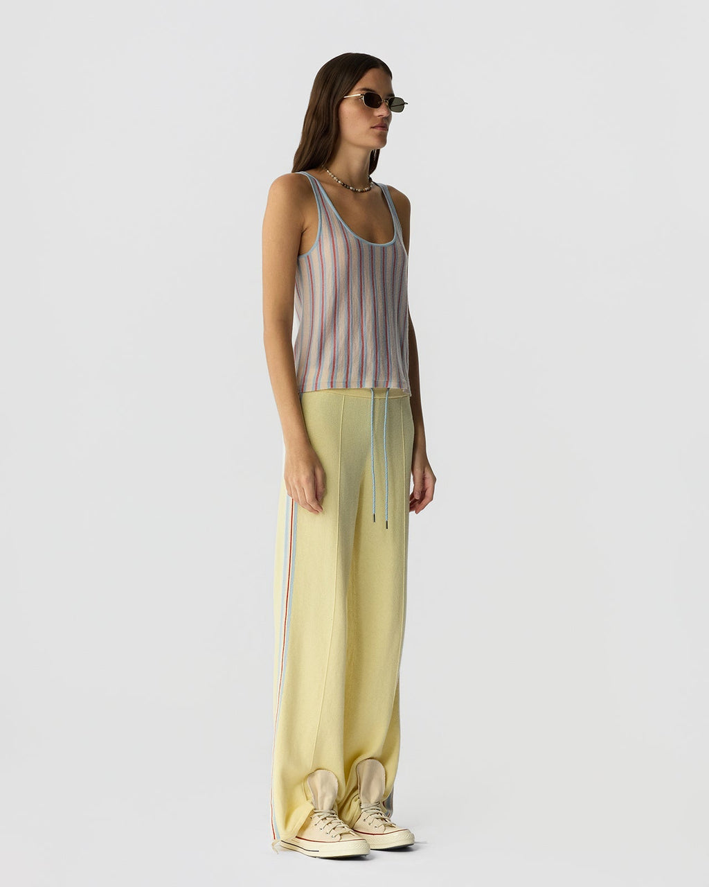 Guest in Residence Fine Stripe Tank - Clear Sky Combo