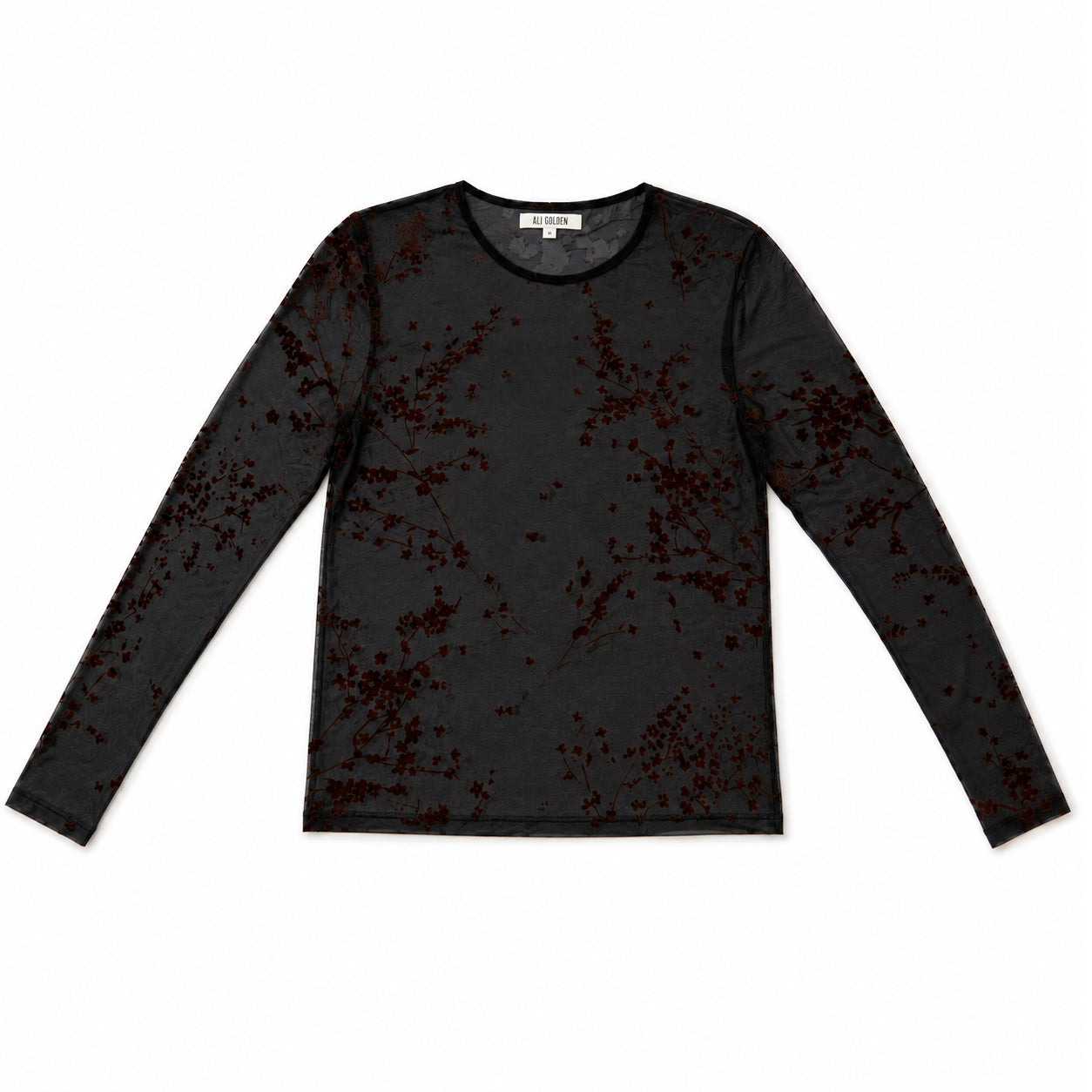 Ali Golden Floral Mesh LS Top