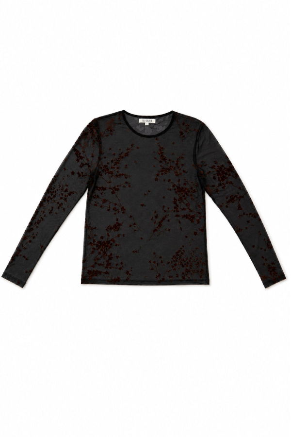 Ali Golden Floral Mesh LS Top
