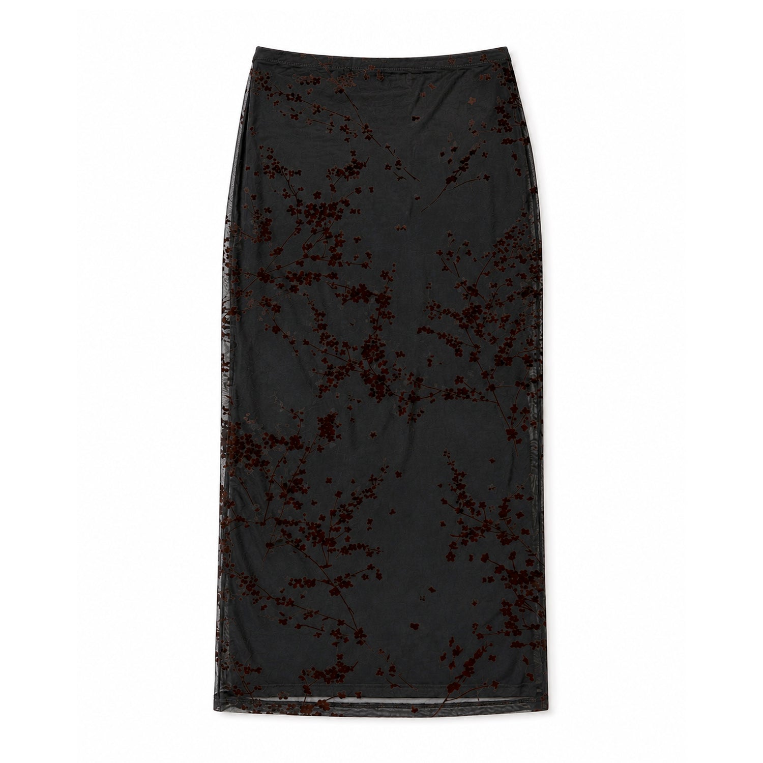 Ali Golden Floral Mesh Pencil Skirt