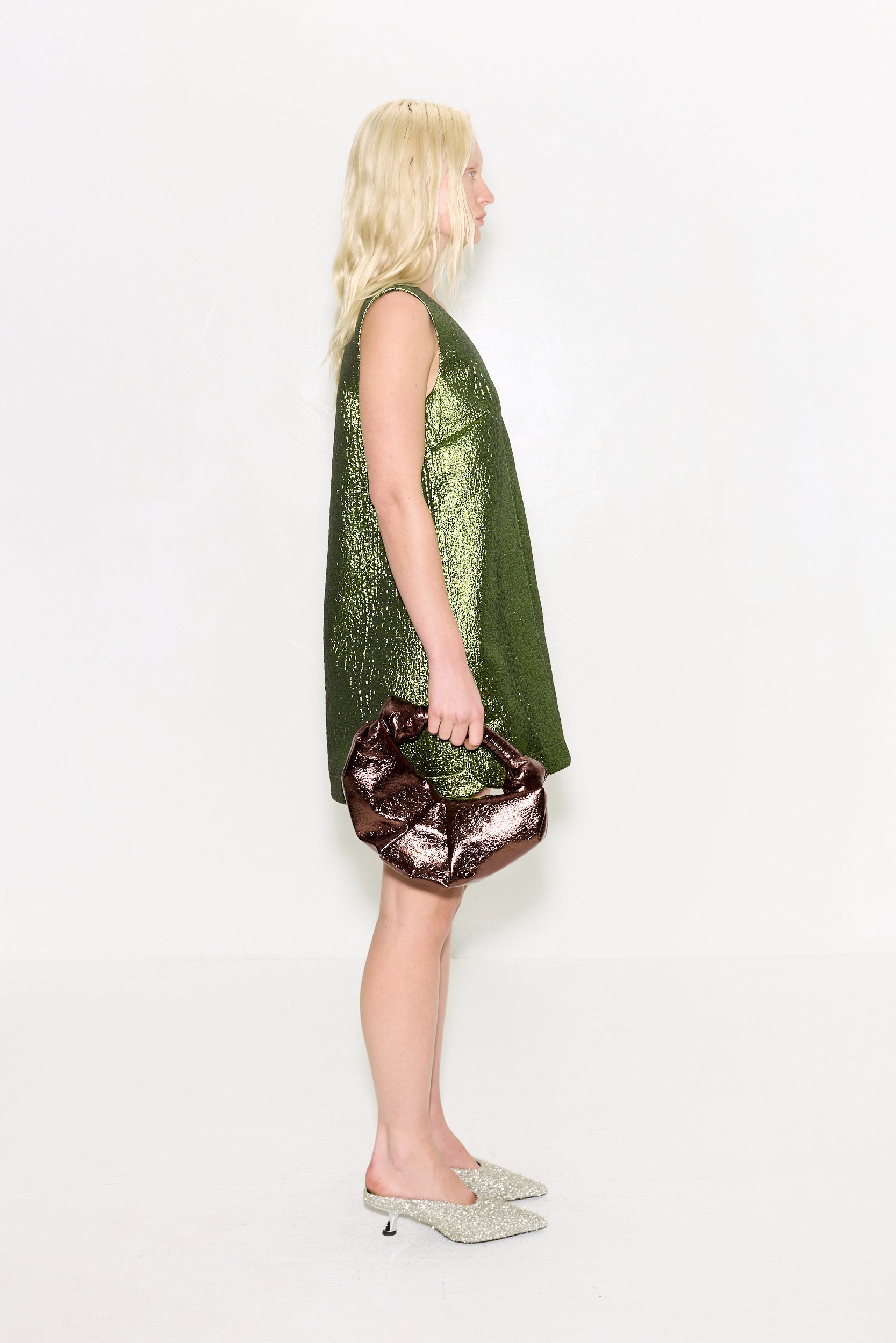Simon Miller Fountain Metallic Mini Dress - Matcha
