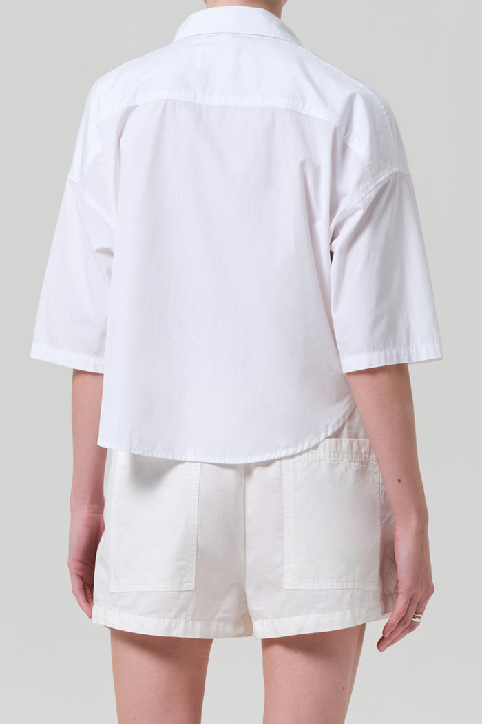 Citizens of Humanity Frances Cropped Cape Button Up Shirt - Optic White