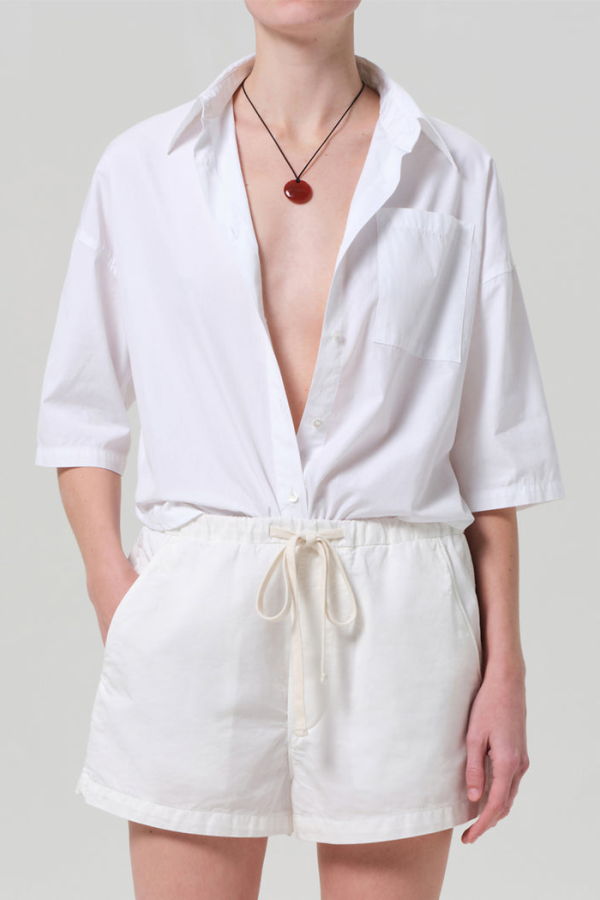 Citizens of Humanity Frances Cropped Cape Button Up Shirt - Optic White