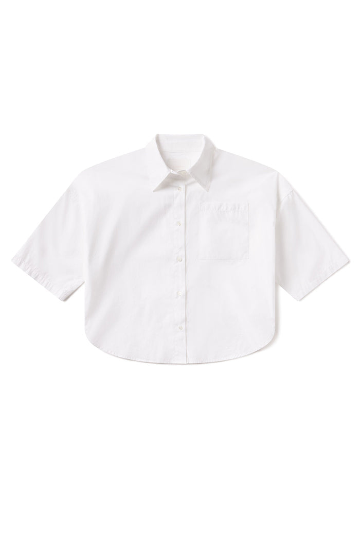 Citizens of Humanity Frances Cropped Cape Button Up Shirt - Optic White
