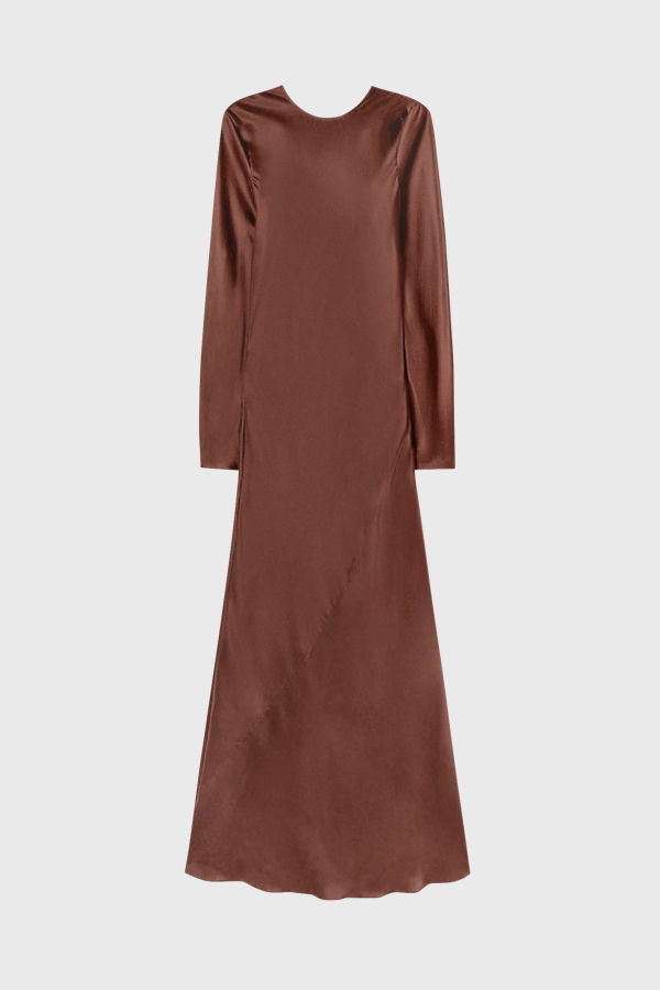 Silk Laundry Full Sleeve Bias Dress - Root