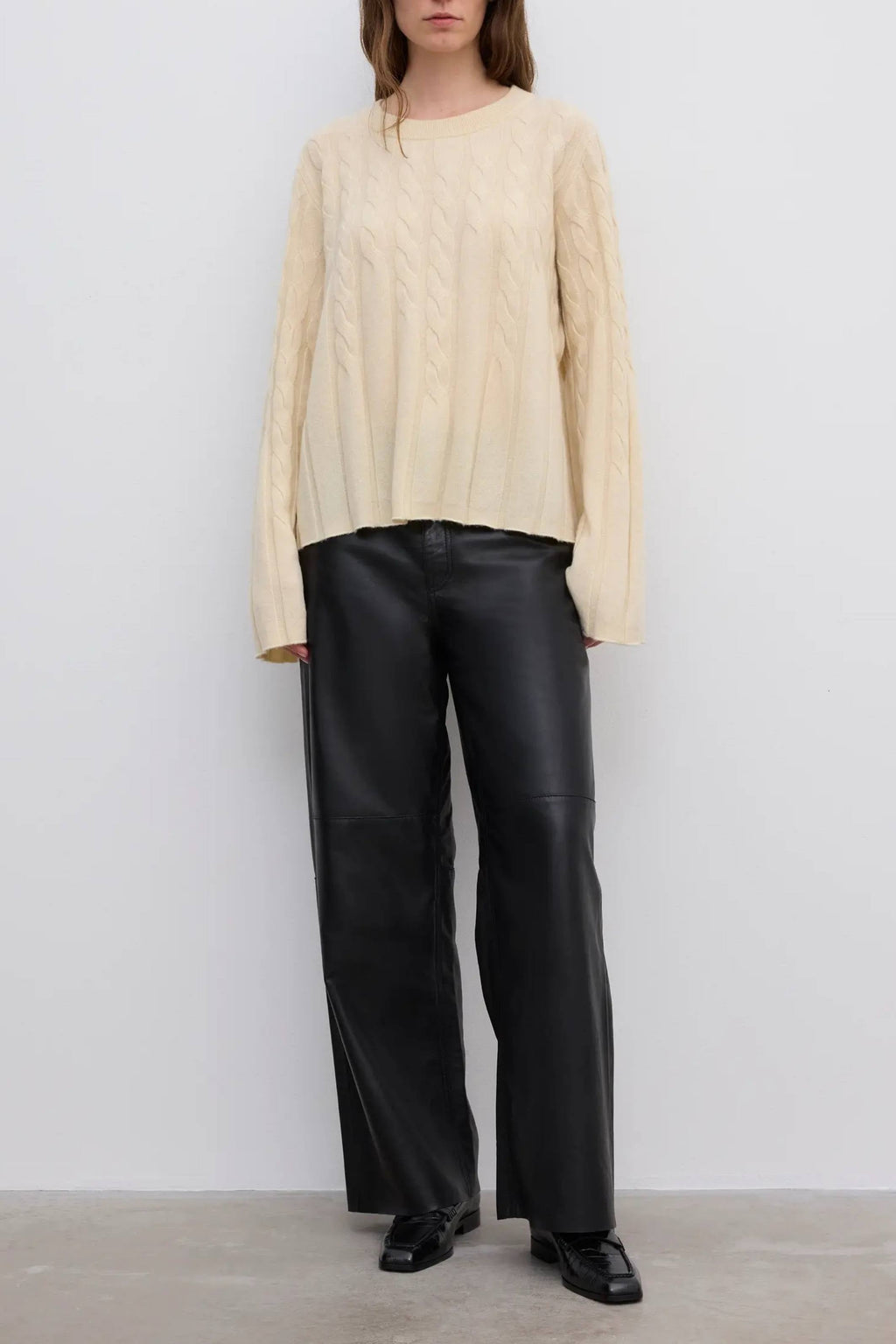 House of Dagmar Faded Cable Knit Jumper - Butter Yellow