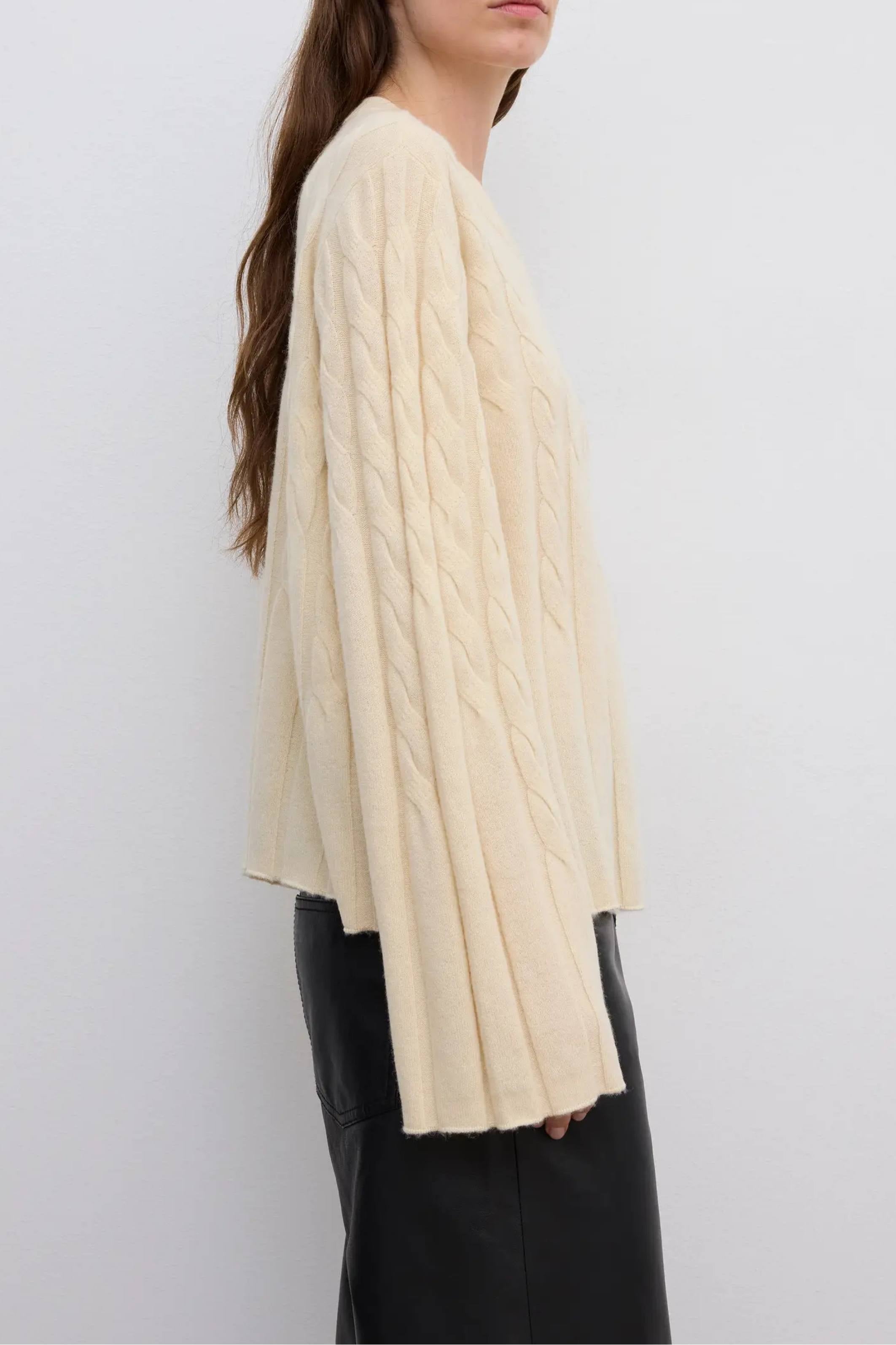 House of Dagmar Faded Cable Knit Jumper - Butter Yellow