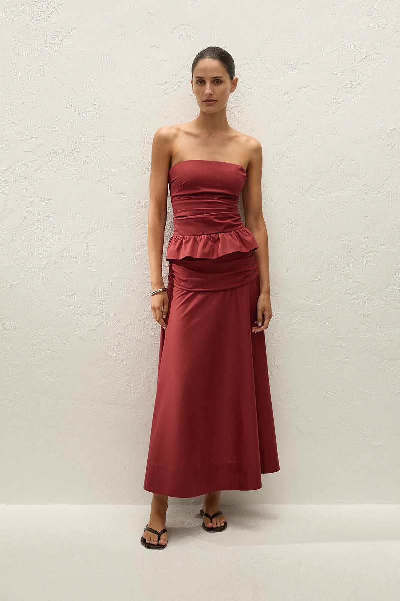 Faithfull The Brand Simone Skirt - Porto Red