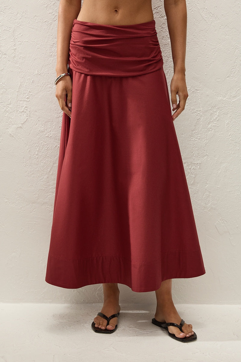 Faithfull The Brand Simone Skirt - Porto Red