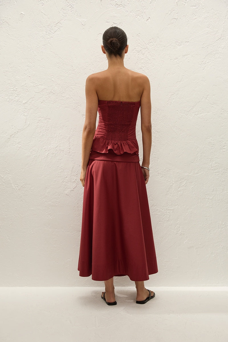 Faithfull The Brand Simone Skirt - Porto Red