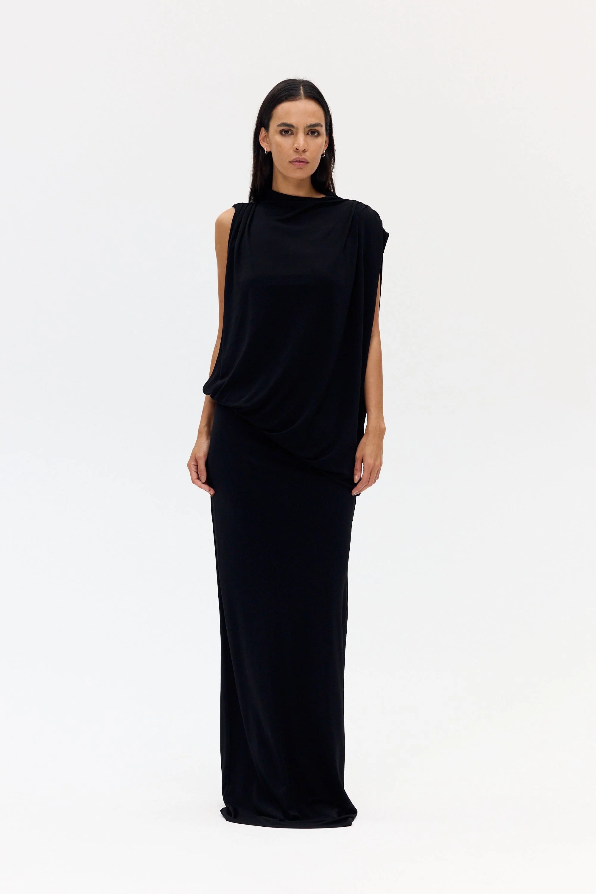 Third Form Fall Away Floor Length Dress - Onyx