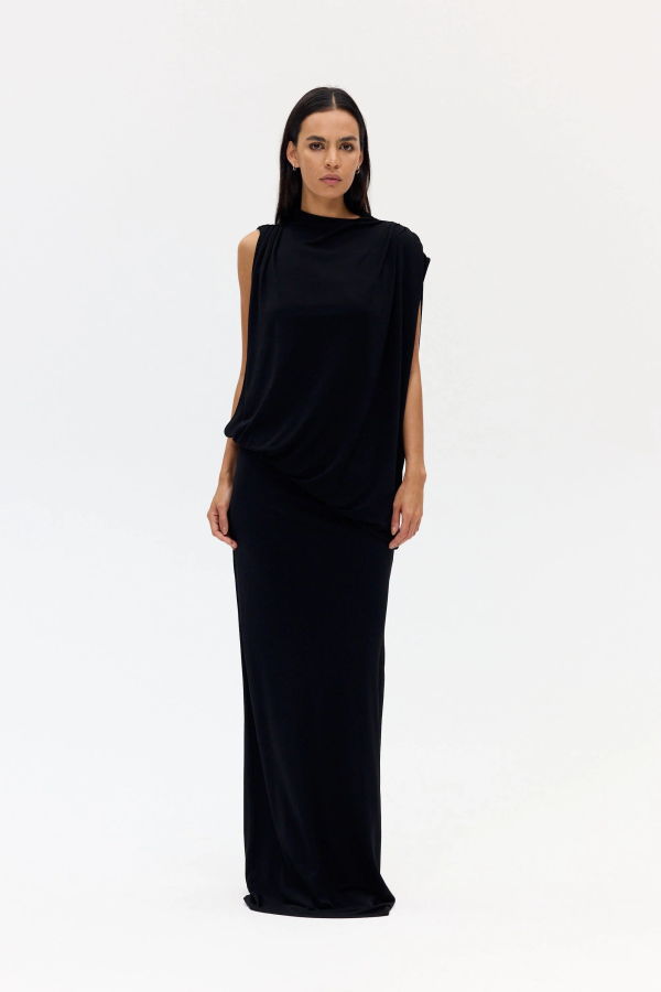 Third Form Fall Away Floor Length Dress - Onyx