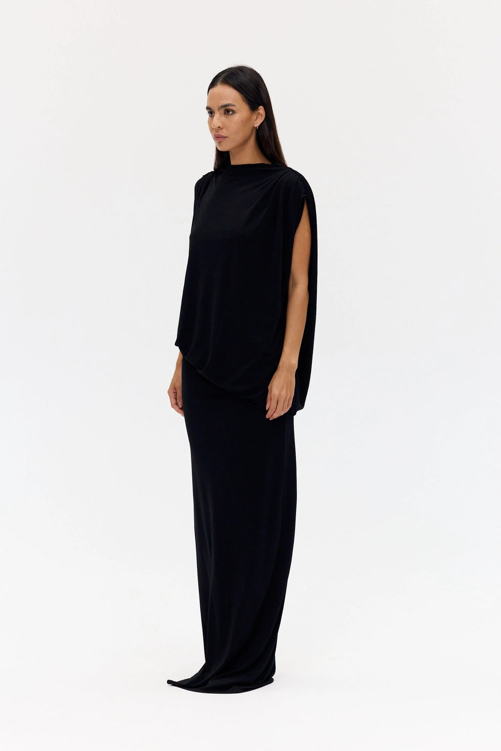 Third Form Fall Away Floor Length Dress - Onyx