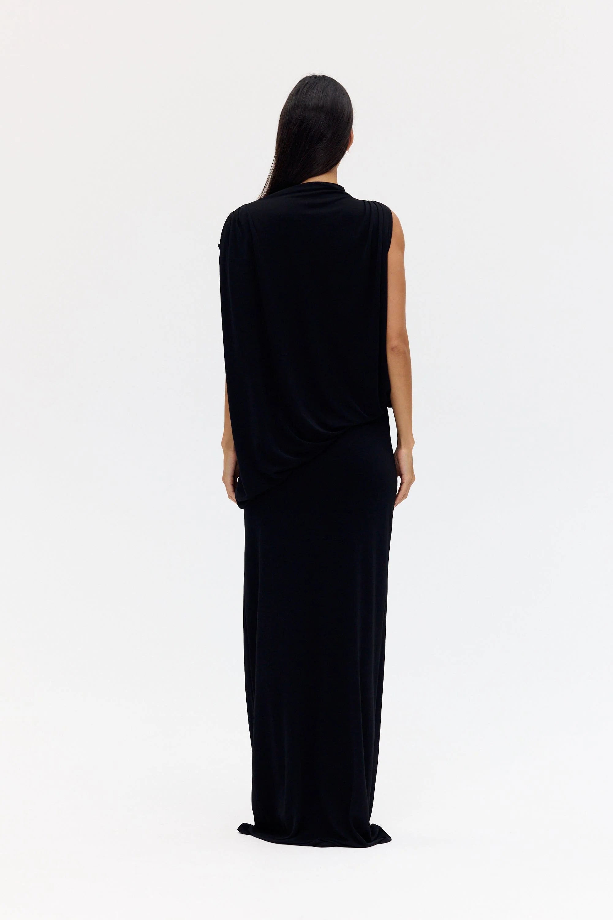 Third Form Fall Away Floor Length Dress - Onyx