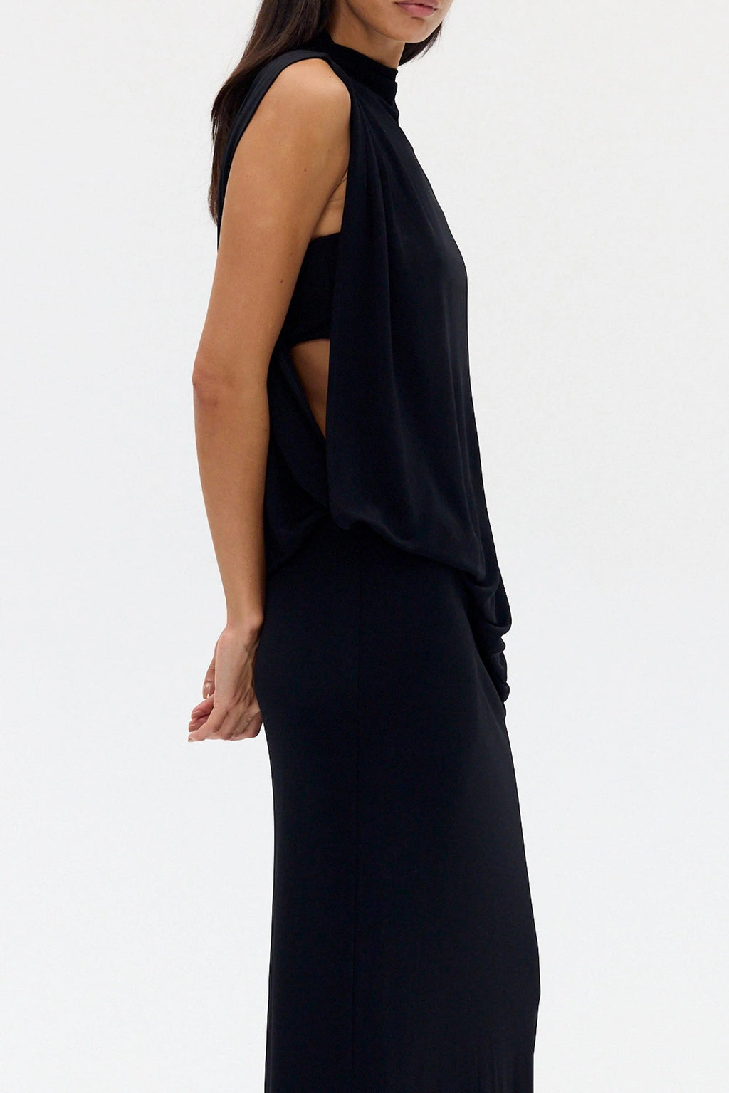 Third Form Fall Away Floor Length Dress - Onyx