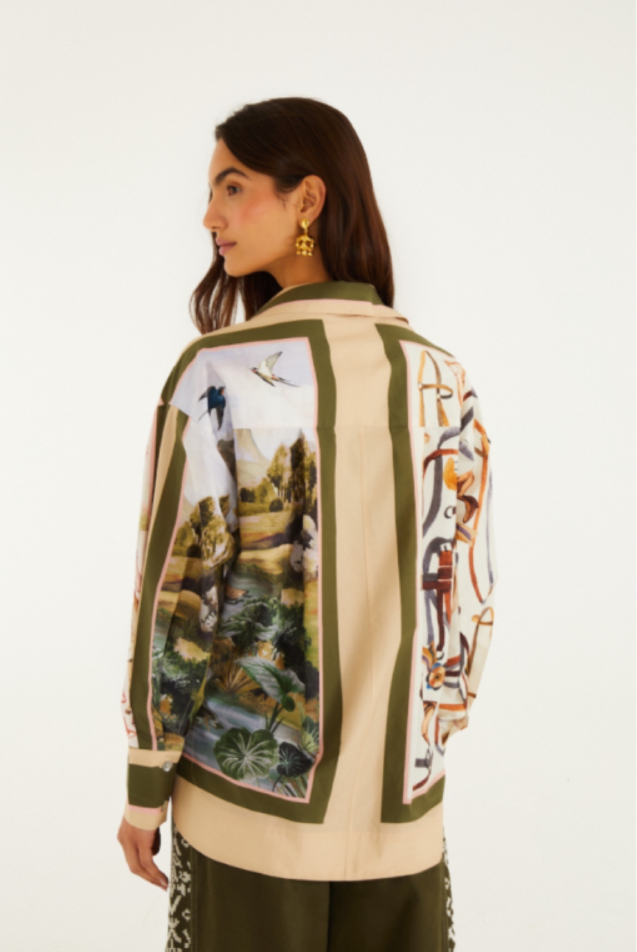 Farm Rio Countryside Mixed Scarf Blouse