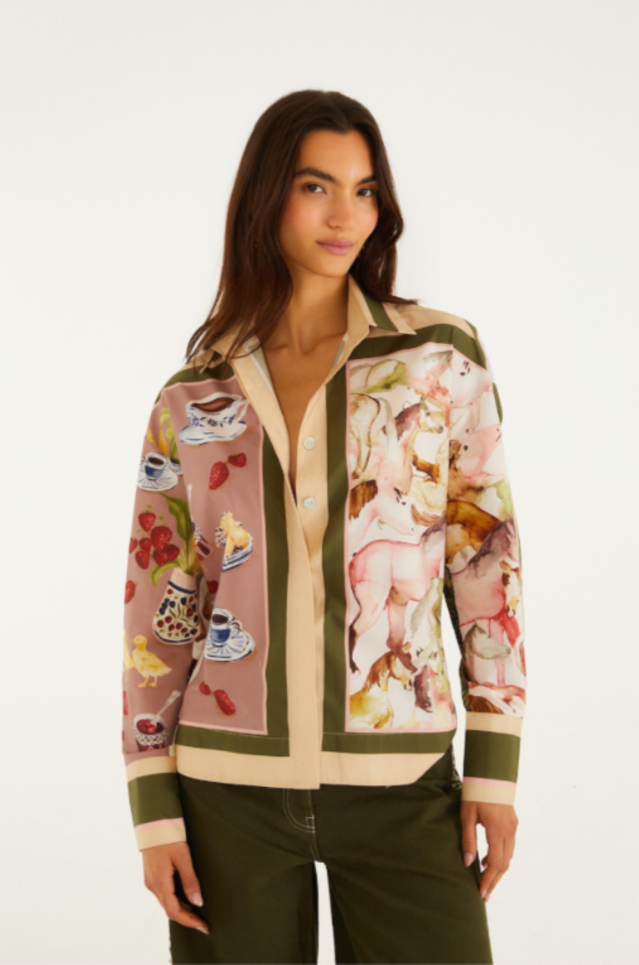 Farm Rio Countryside Mixed Scarf Blouse