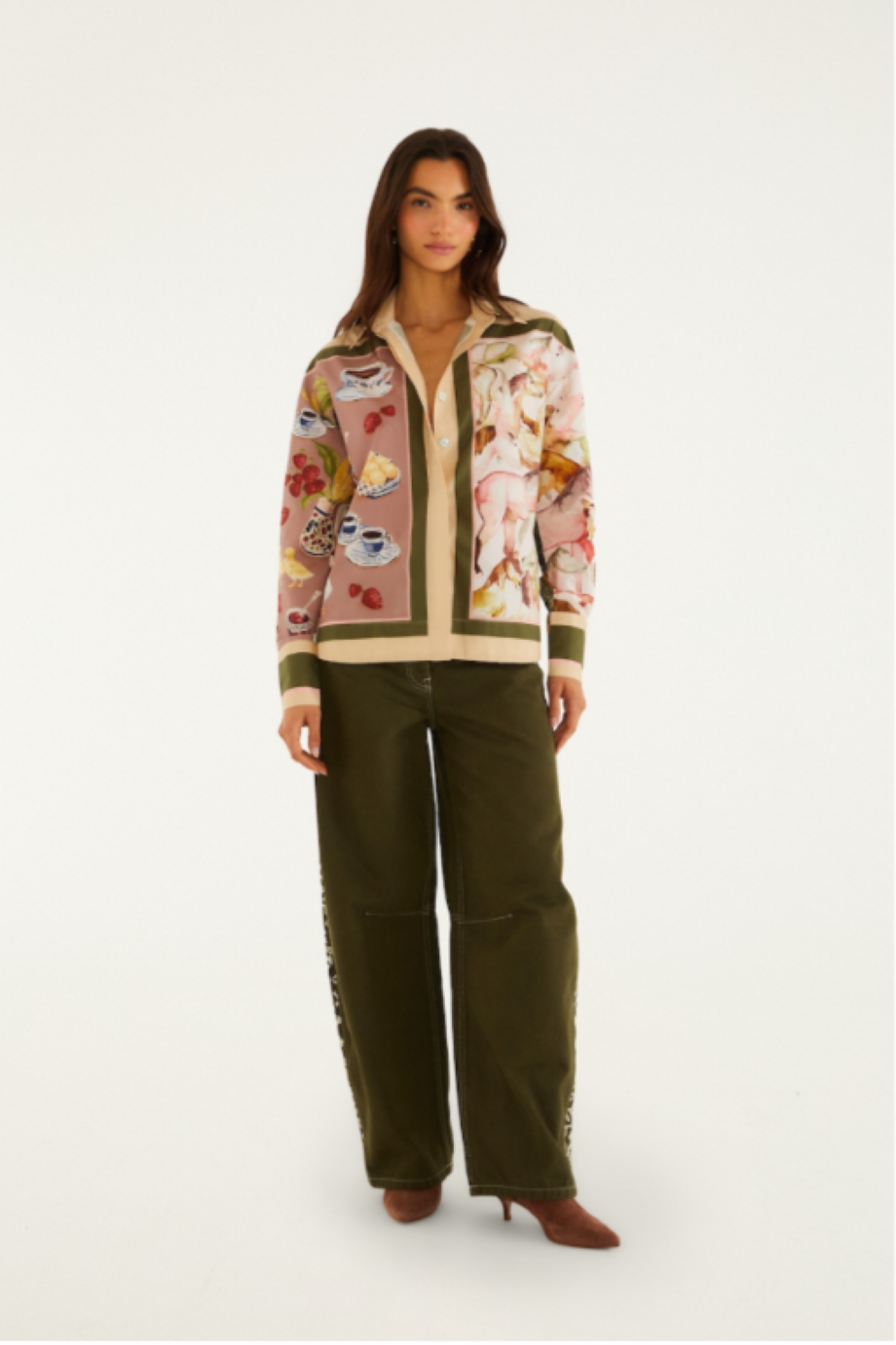 Farm Rio Countryside Mixed Scarf Blouse