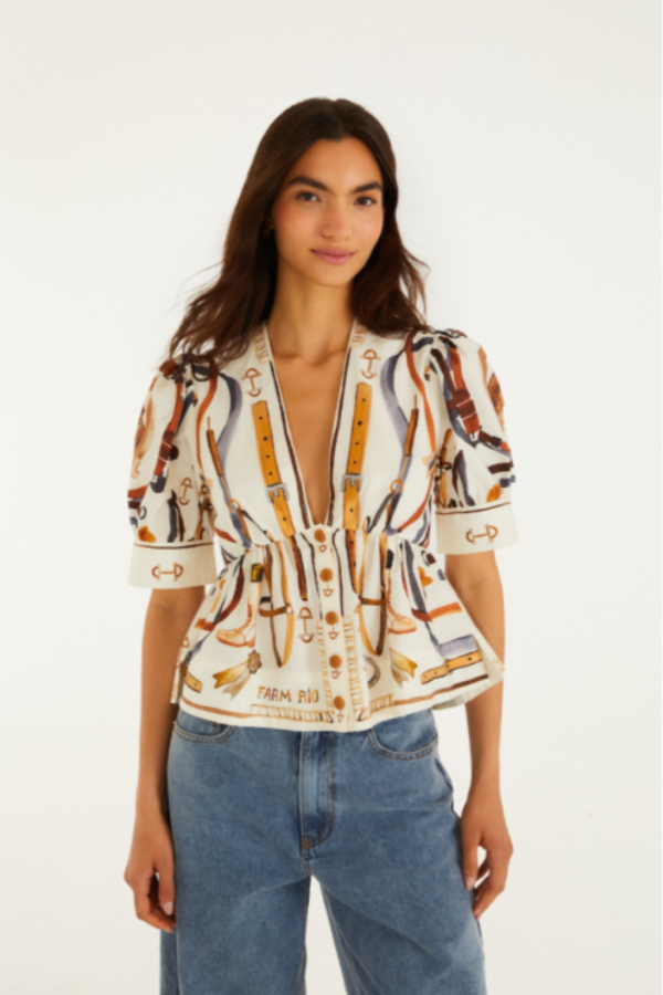 Farm Rio Equestrian Scarf Blouse