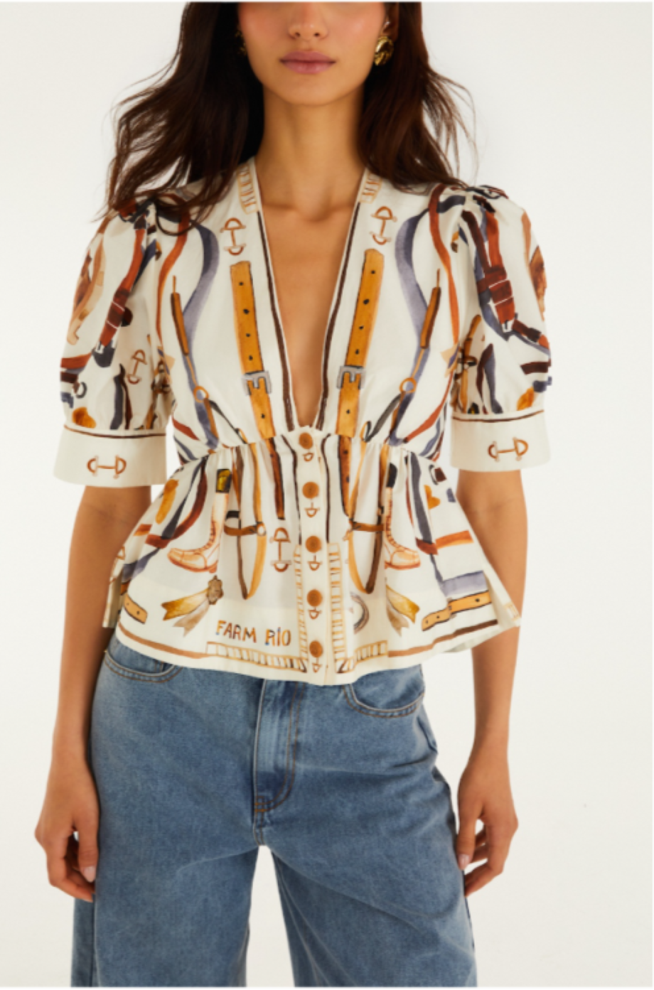 Farm Rio Equestrian Scarf Blouse