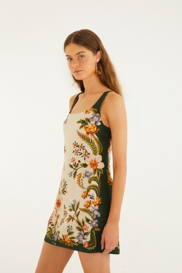 Farm Rio Nature Sand Mini Dress - Nature Sand