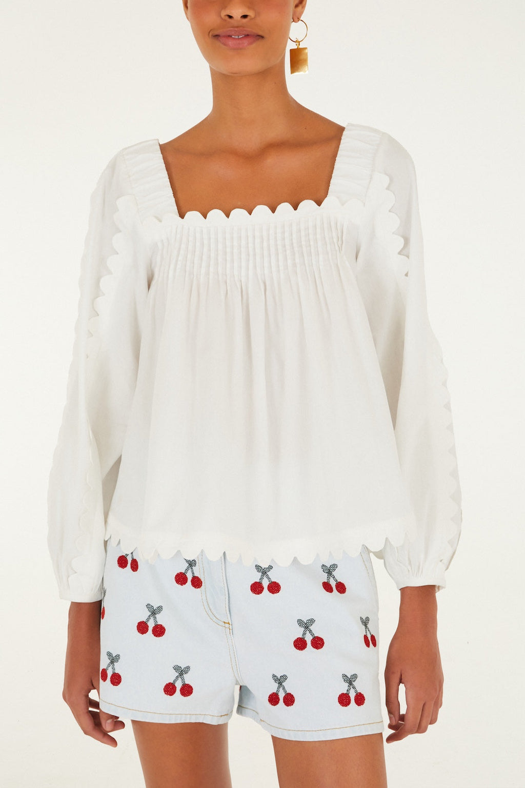 Farm Rio Long Sleeve Blouse - Off White