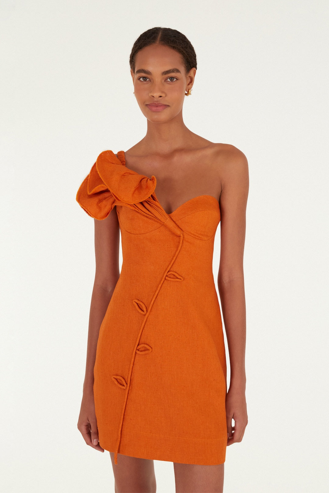 Farm Rio Orange Flower Mini Dress - Orange