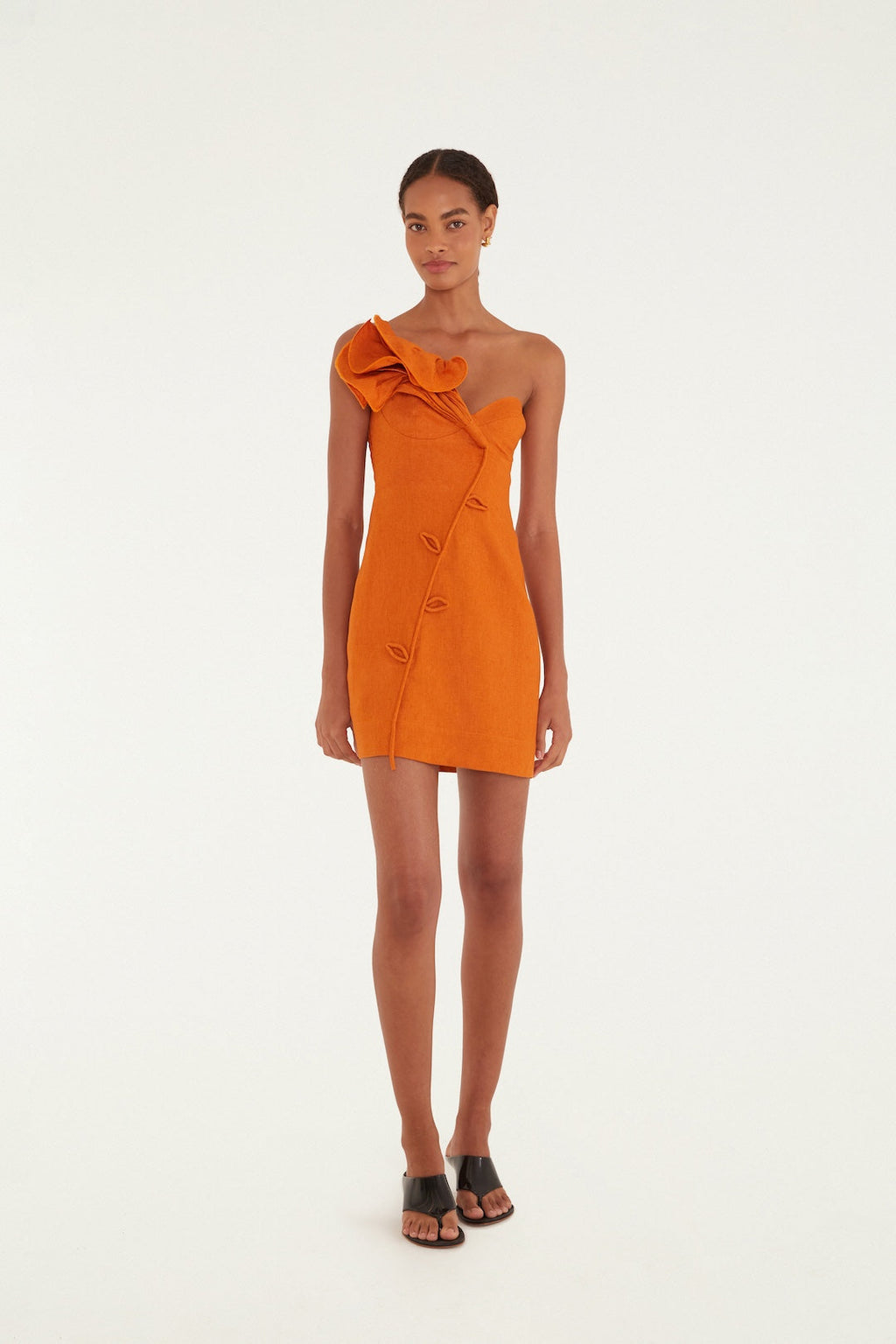 Farm Rio Orange Flower Mini Dress - Orange