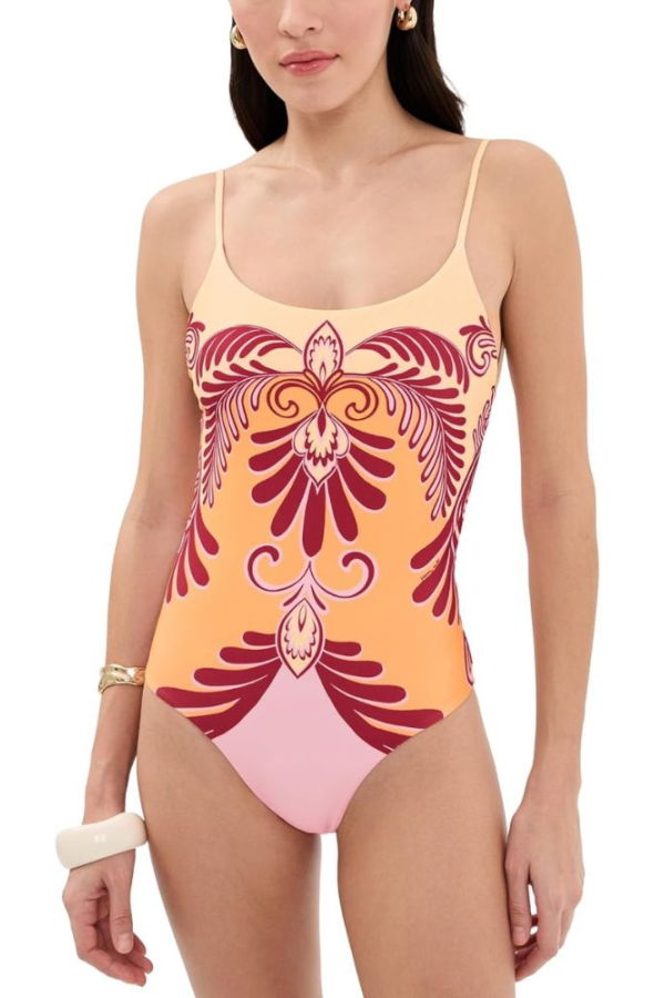 Farm Rio Arabesc One-Piece Swimsuit - Soft Yellow