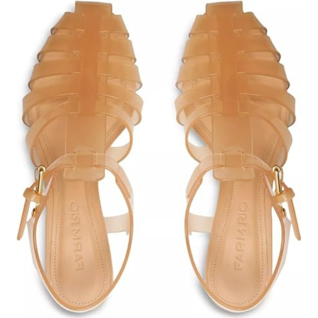 Farm Rio Fisherman Jelly Kitten Wedge Sandals - Blush