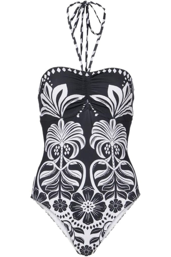Farm Rio One-Piece Swimsuit - Flower Leopards Off-White