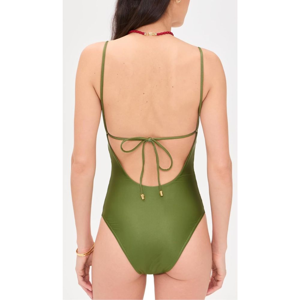 Farm Rio Strilitzia One-Piece Swimsuit - Strilitzia Dark Green