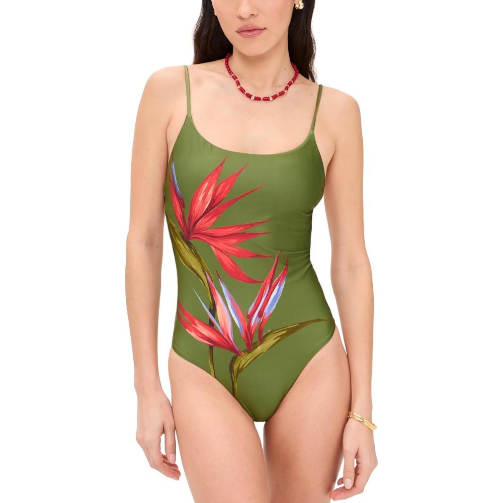 Farm Rio Strilitzia One-Piece Swimsuit - Strilitzia Dark Green