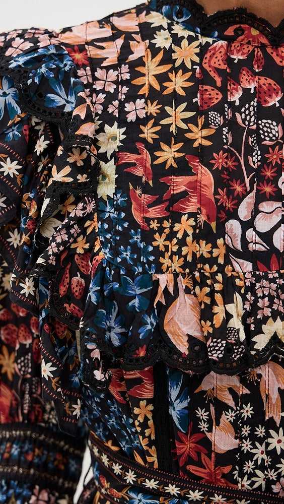 Farm Rio Womens Mini Dress - Jujus Garden Black