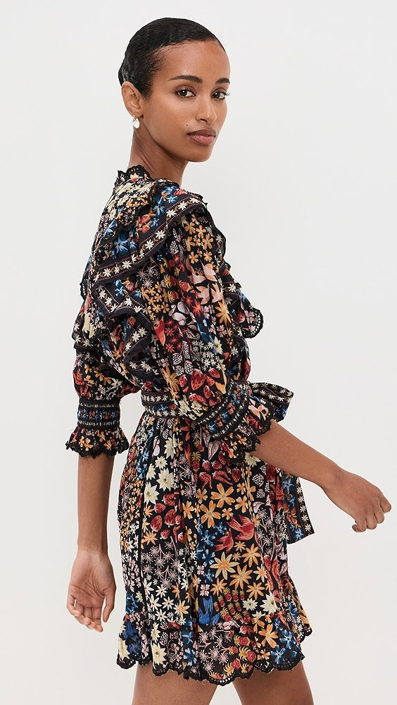 Farm Rio Womens Mini Dress - Jujus Garden Black